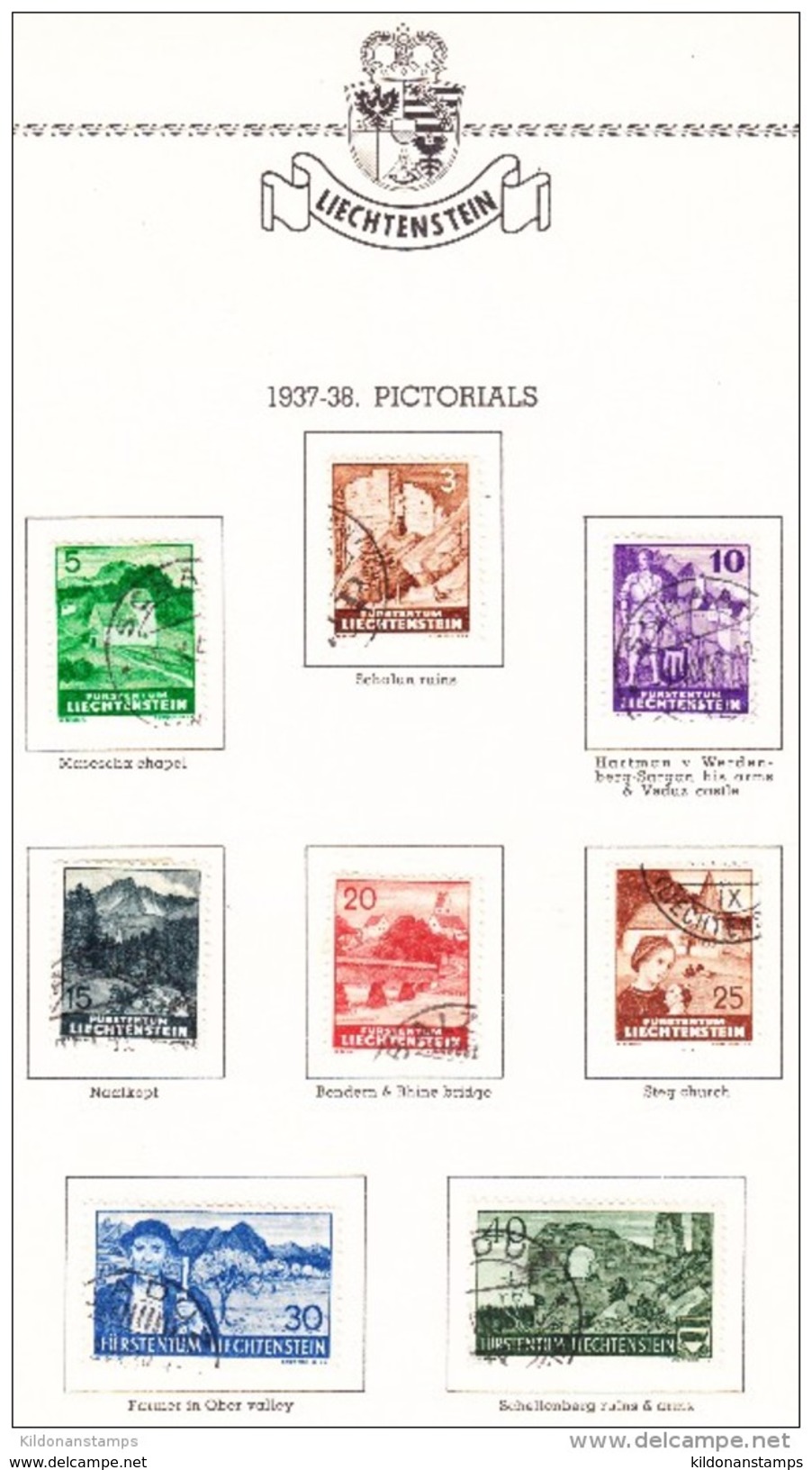 Liechtenstein 1912-66 cancelled collection, Minkus album & pages, Sc# see notes