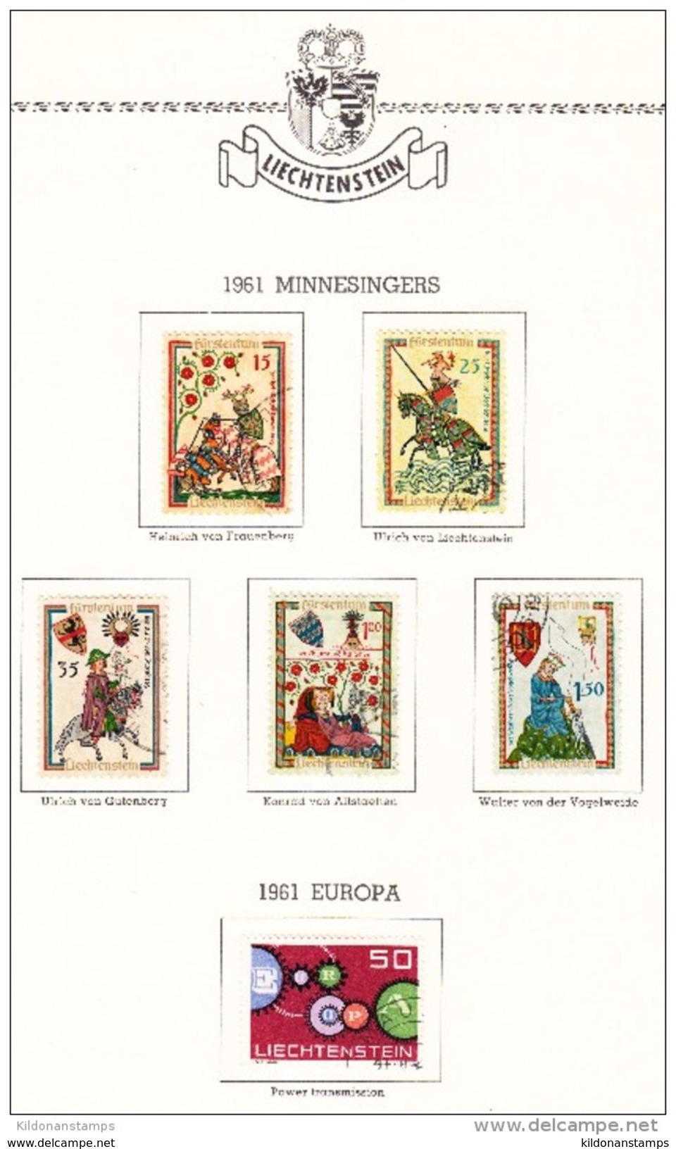 Liechtenstein 1912-66 cancelled collection, Minkus album & pages, Sc# see notes