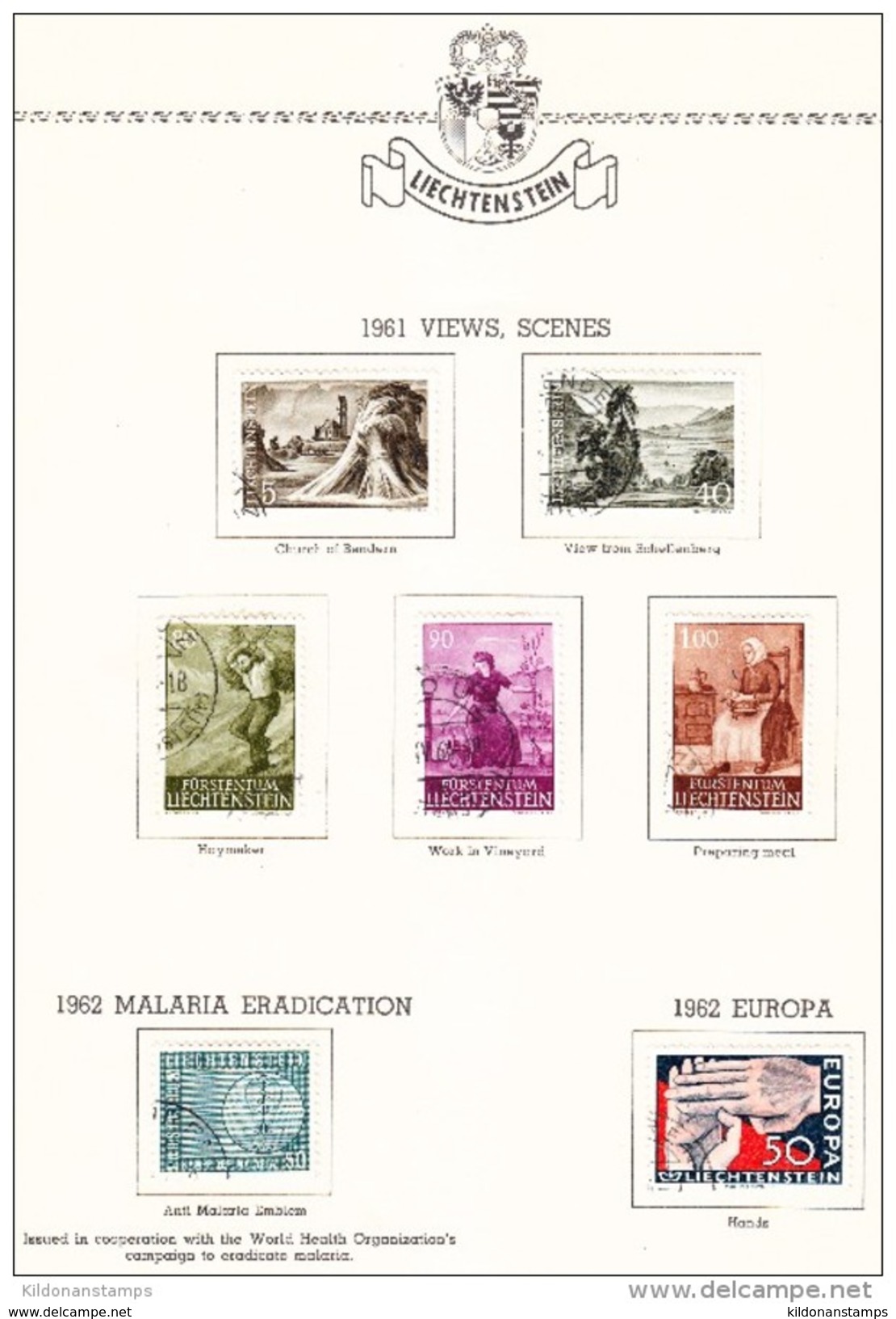 Liechtenstein 1912-66 cancelled collection, Minkus album & pages, Sc# see notes