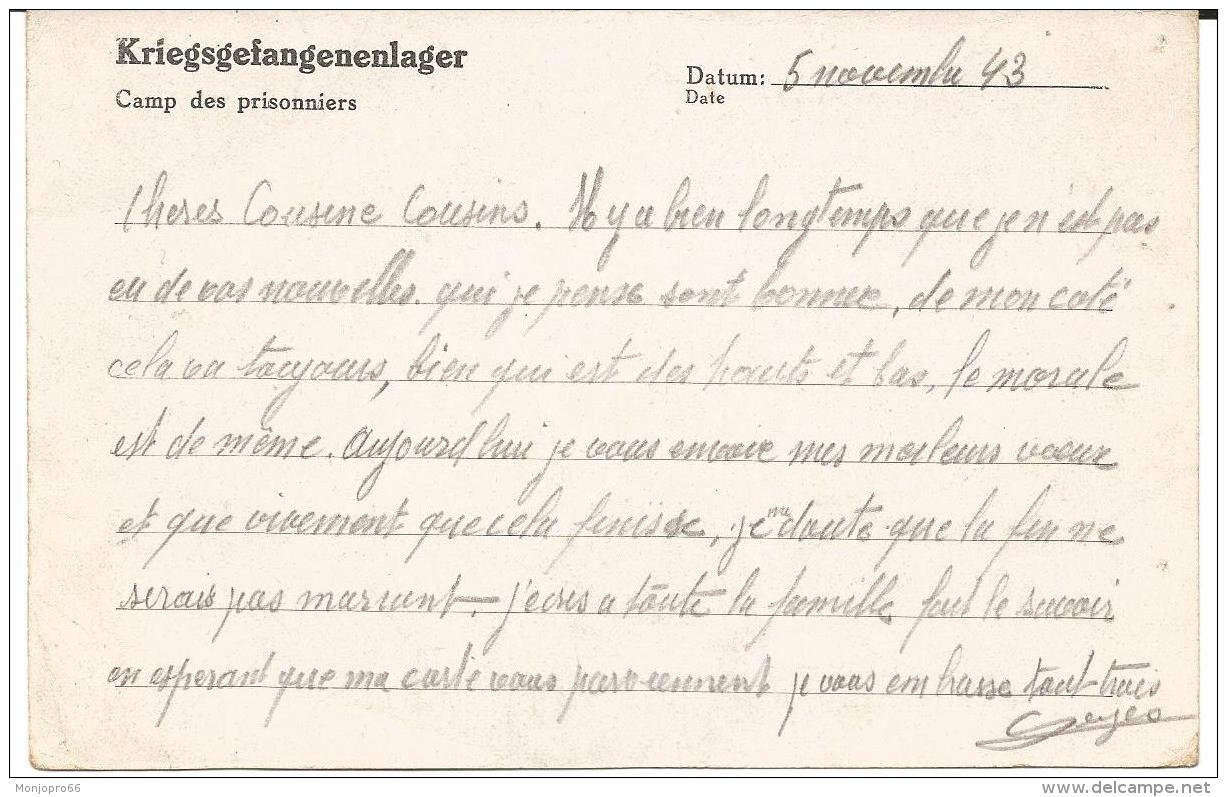 Doc Carte Recto Verso De Correspondance Des Prisonniers De Guerre De Kriegsgefangenenlager - Documents Historiques