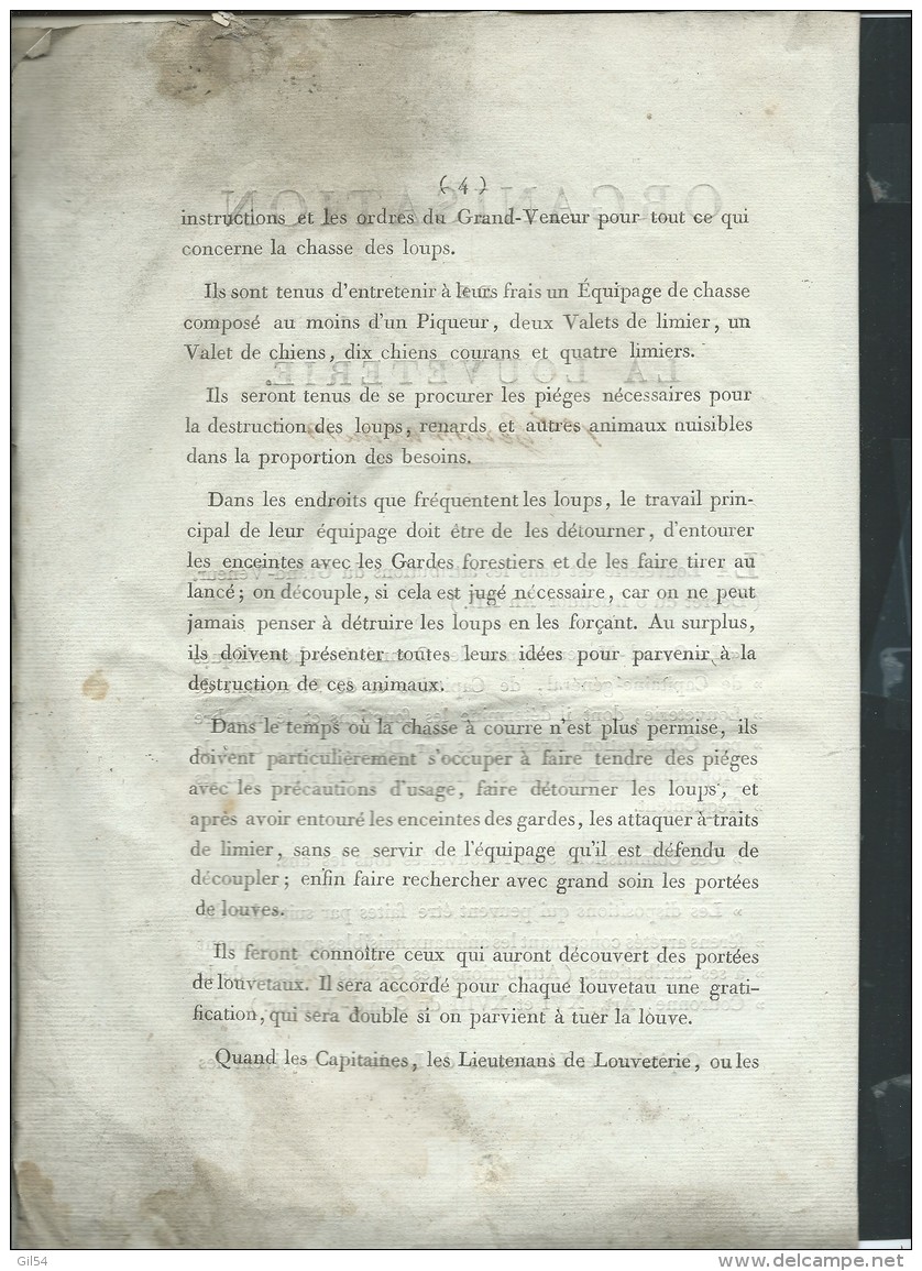 Nomination Par Marechal Bertiev De Mr Herbout Comme Lieutenant De Louveterie ( Dpt Nord) On Joint Lire Detail - Documenti Storici