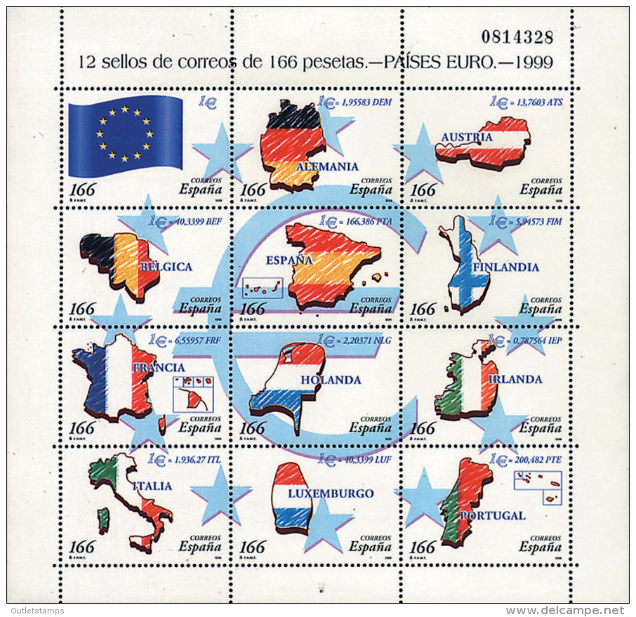 Ref. 85667 * NEW *  - SPAIN . 1999. EURO COUNTRIES. PAISES DEL EURO - Nuevos