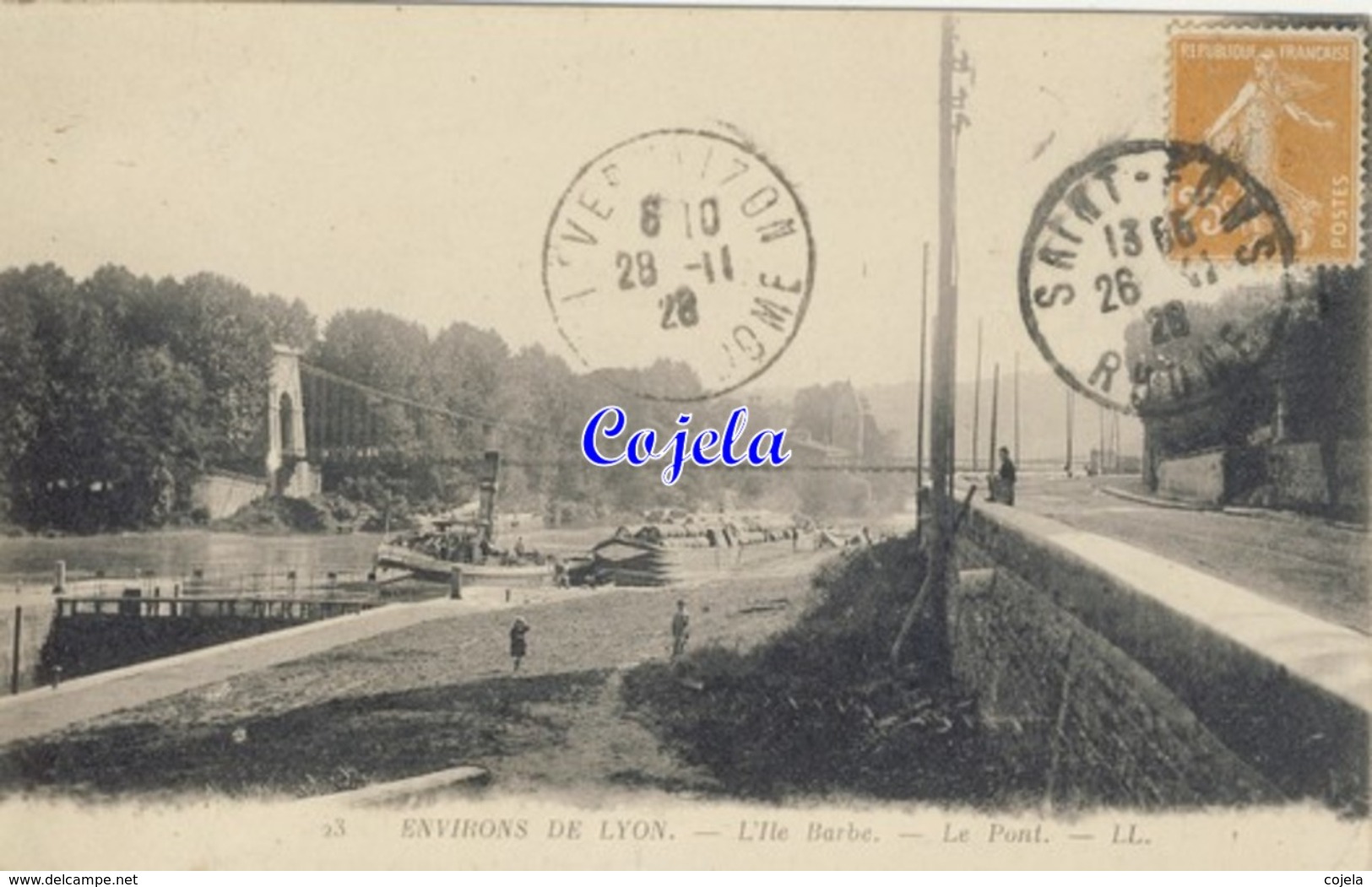 69 - Environs De Lyon - L'Ile Barbe - Le Pont - 1928 - Autres & Non Classés