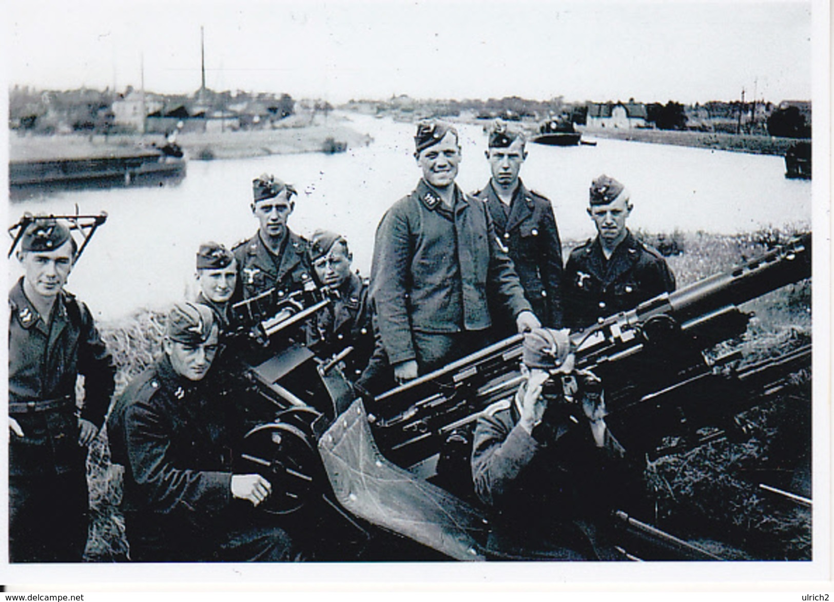 Foto Deutsche Soldaten Mit Flak - 2. WK - 9*6cm - Repro (29181) - Sonstige & Ohne Zuordnung