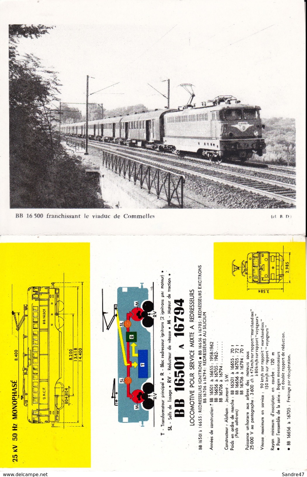 Carte Avec Fiche Technique Au Verso. BB 16 500  Franchissant Le Viaduc De Commelles. ..F612 - Trains