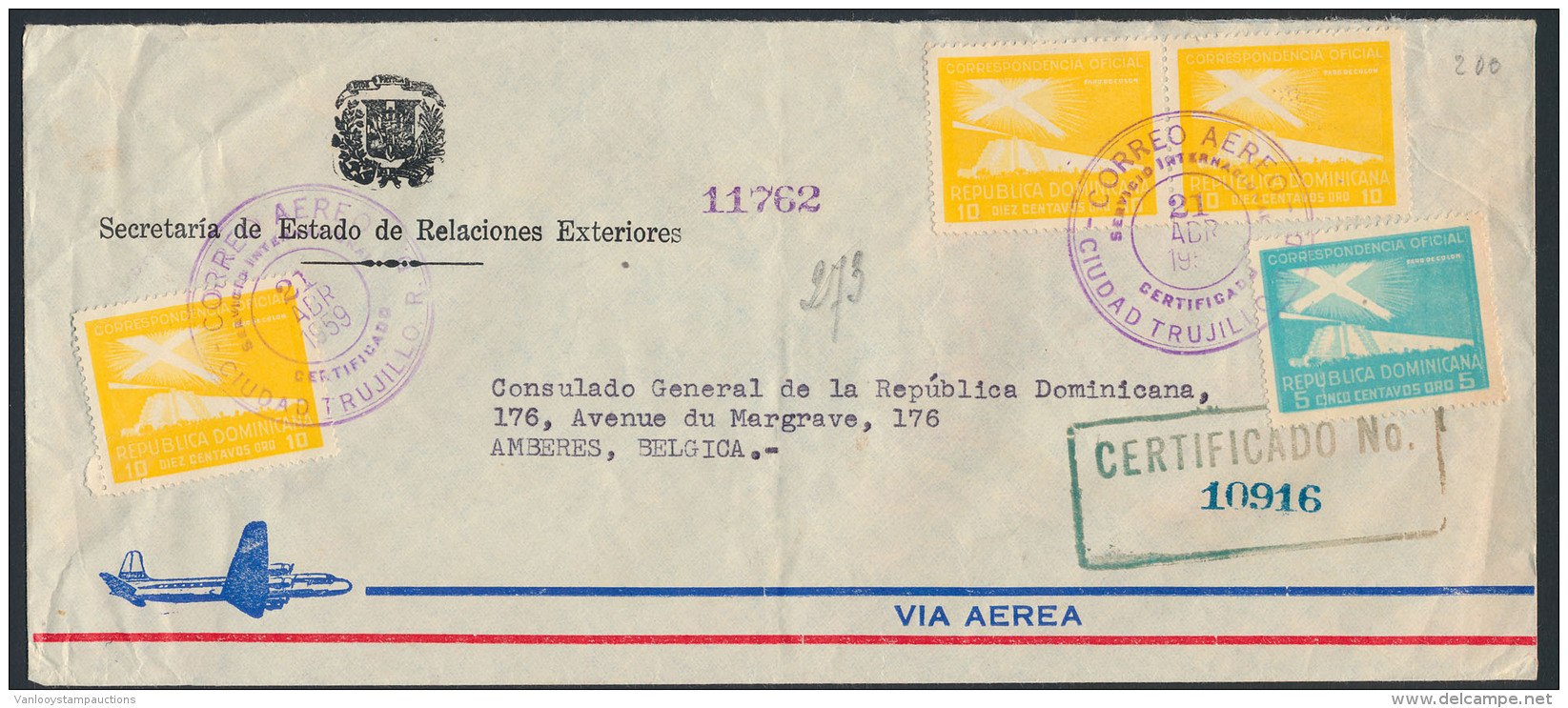 Dominicana Rep : 1959, R-brief Van Truji - Collections (en Albums)