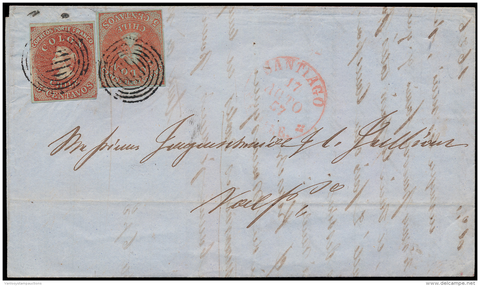 Chili : 1857, Mooie Brief Van Santiago N - Verzamelingen (in Albums)