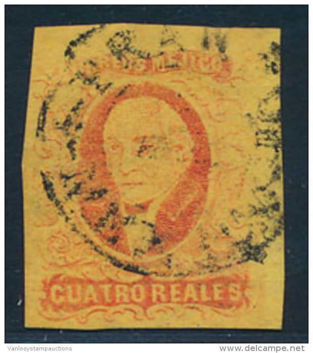 N&deg; 10 '1861 Hidalgo 4R Rood Op Geel', Zm - Mexico
