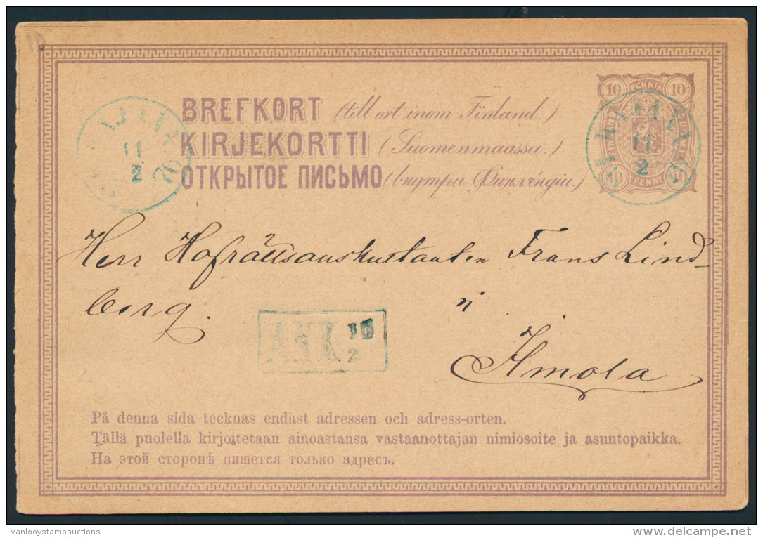 1870, Briefkaart 10P Violet Van Karjala - Andere & Zonder Classificatie