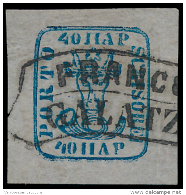 N&deg; 6 '1858, 40p Groenblauw' Gekeurd Brun - Andere & Zonder Classificatie