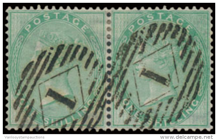 N&deg; 73 "1855, 1 Sh Pale Green" (Horizonta - Andere & Zonder Classificatie