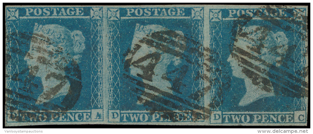 N&deg; 14 '1841, 2d Blue' (Horizontale Strip - Andere & Zonder Classificatie