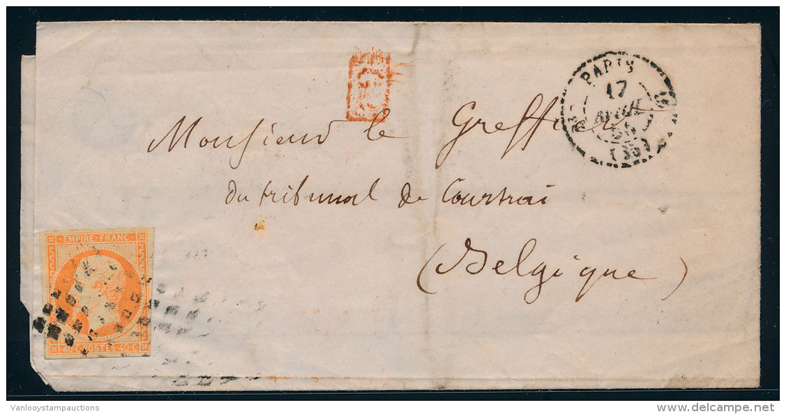 1855, N&deg; 16b "Napol&eacute;on 40c Orange Sur Pa - Andere & Zonder Classificatie