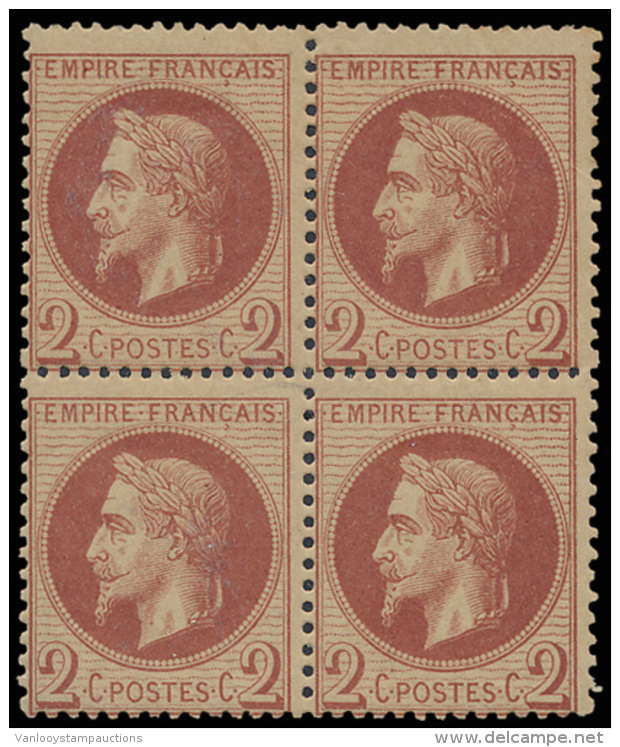 N&deg; 26A '1863, 2c Rouge-brun' (Blok Van 4 - Andere & Zonder Classificatie