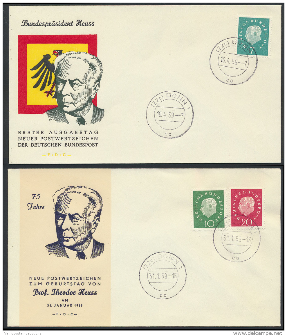 N&deg; 302/06 'Heuss 1959' Op 3 FDC's, Zm (M - Andere & Zonder Classificatie