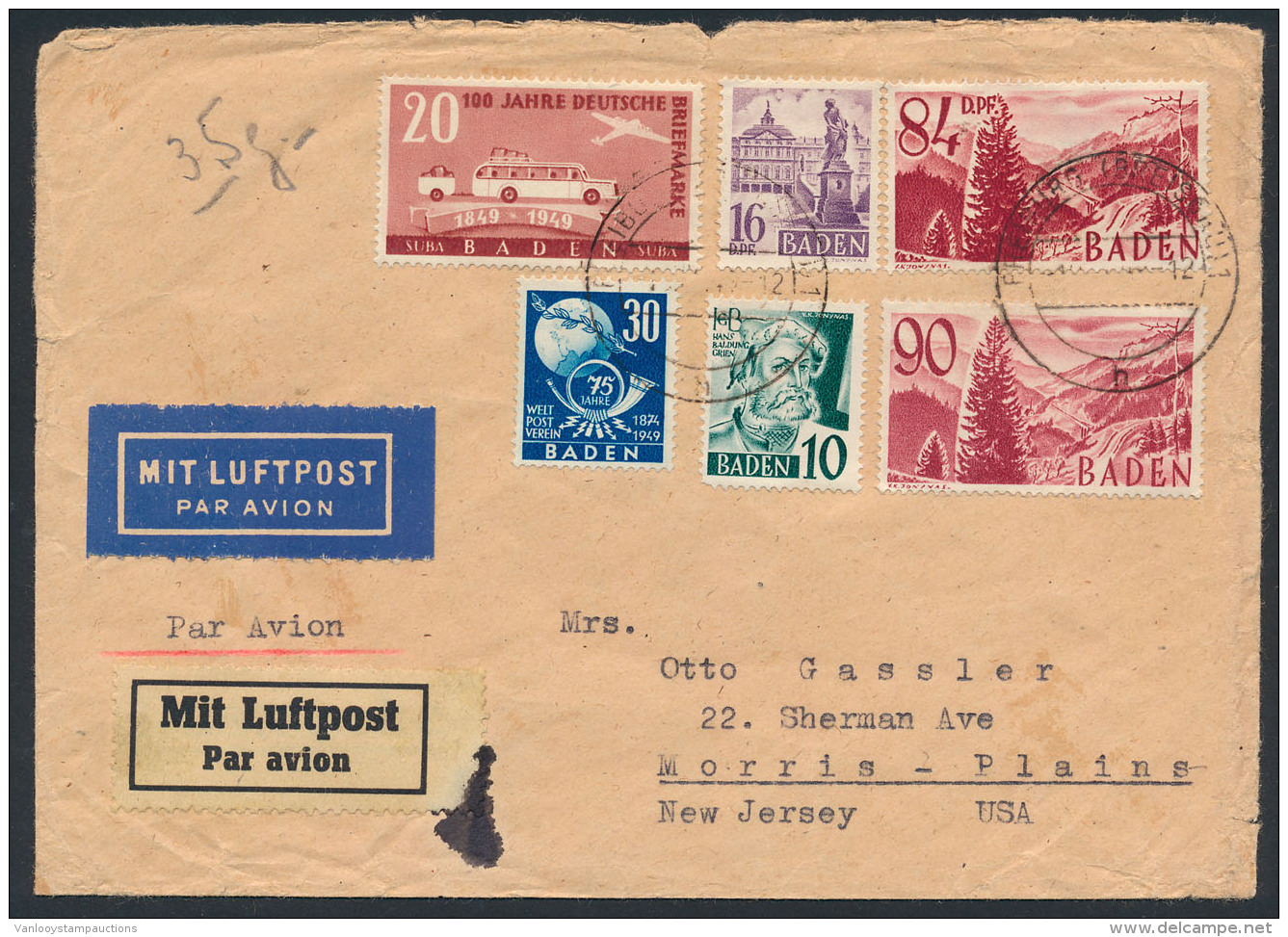 Baden 1949, LP-brief Van Freiburg Naar U - Andere & Zonder Classificatie