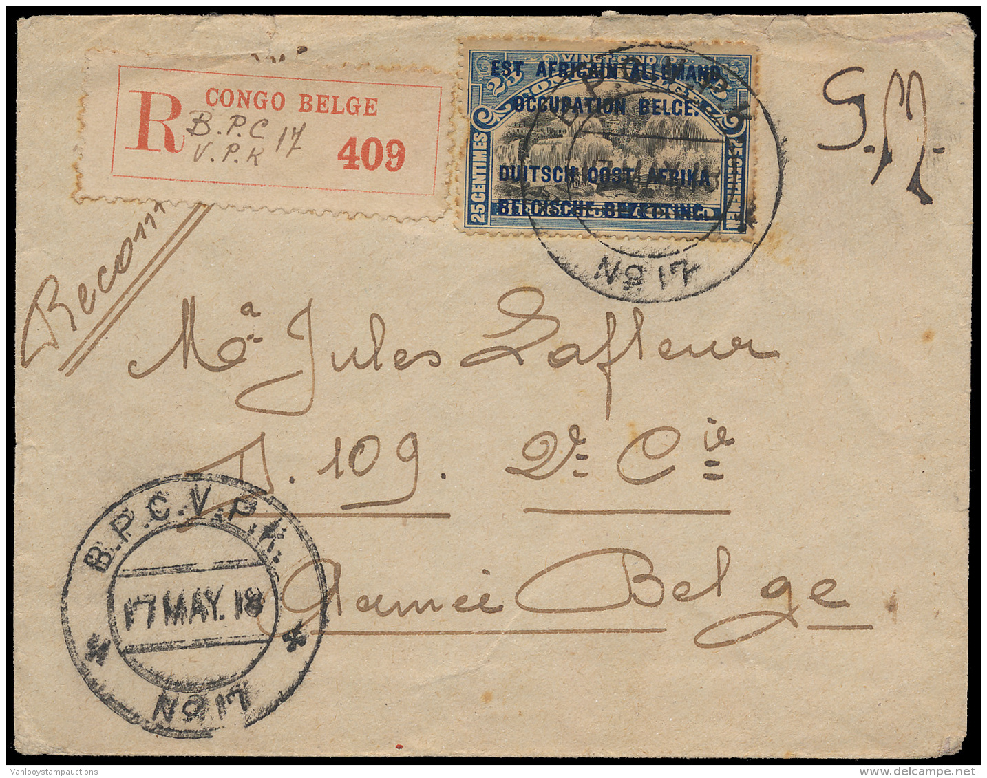 1918, Aangetekende Brief In Militaire Po - Brieven En Documenten