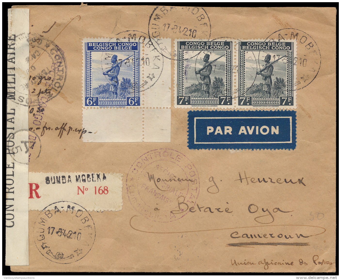 1942, Aangetekende Luchtpostbrief Van Gu - Lettres & Documents