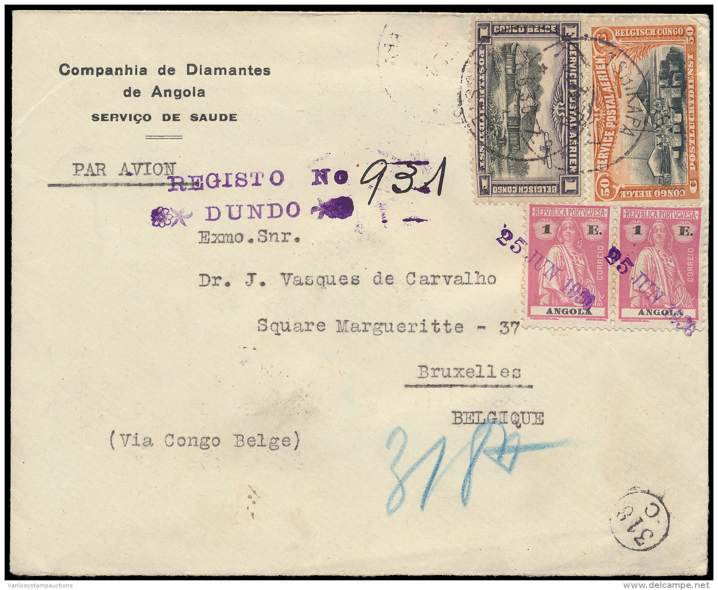 1930, Aangetekende Airmail Brief Uit DUN - Andere & Zonder Classificatie