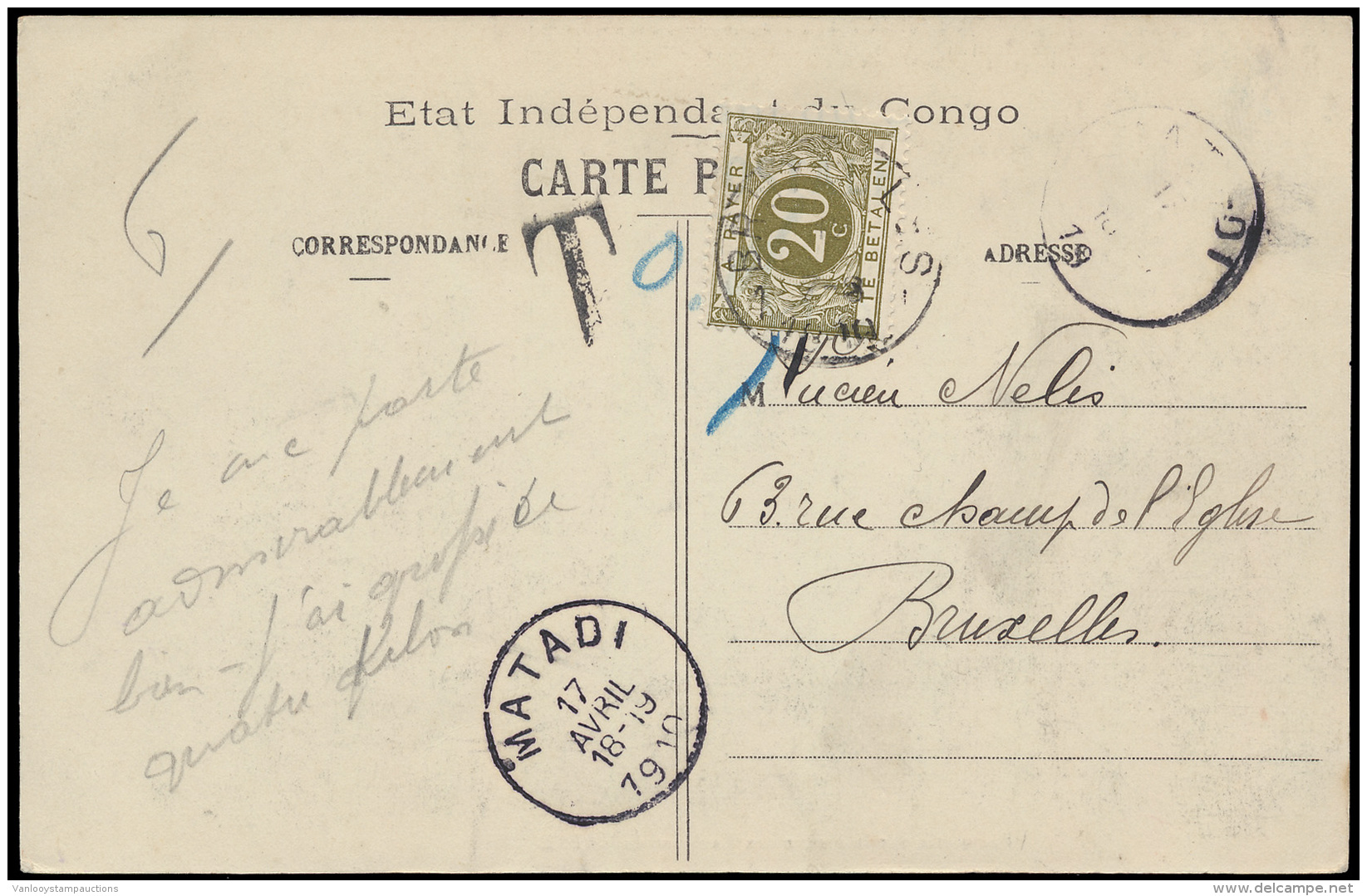 1910, Postkaart Uit Matadi (17-04-1910) - Andere & Zonder Classificatie