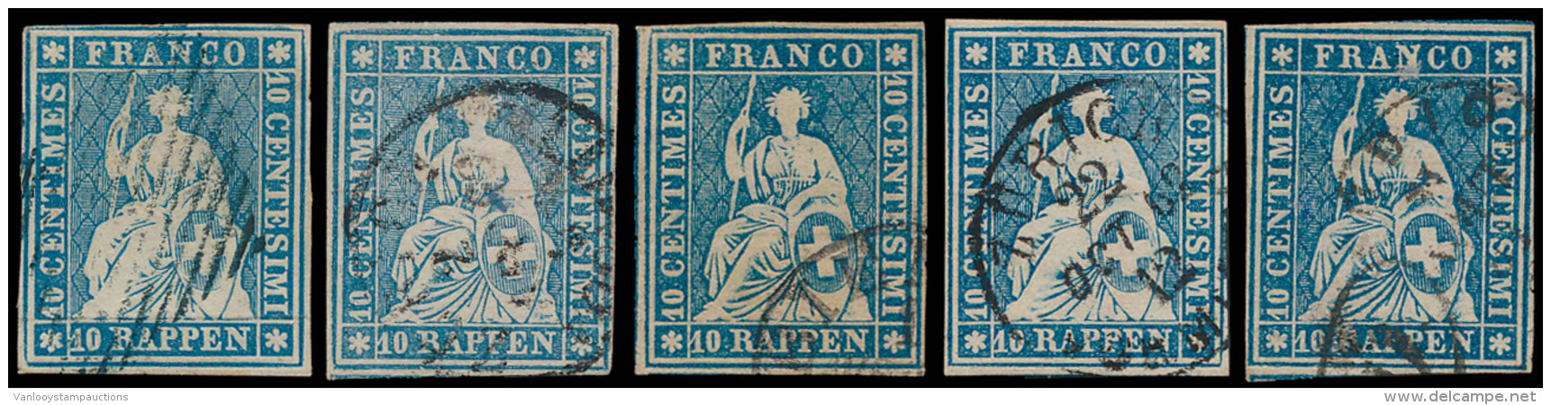 N&deg; 27 'Helvetia 10R Blauw' (10x) Uitgezo - Gebruikt