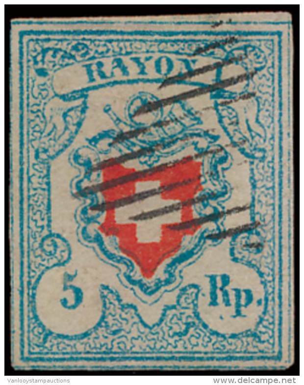 N&deg; 14a '1850 Rayon I, 5 R Lichtblauw', Z - Gebruikt