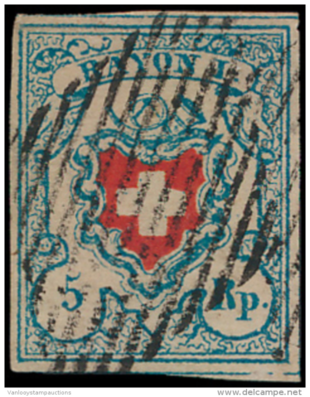 N&deg; 14 '1850 Rayon I, 5 R Blauw' Zm (Yv &euro; - Gebruikt