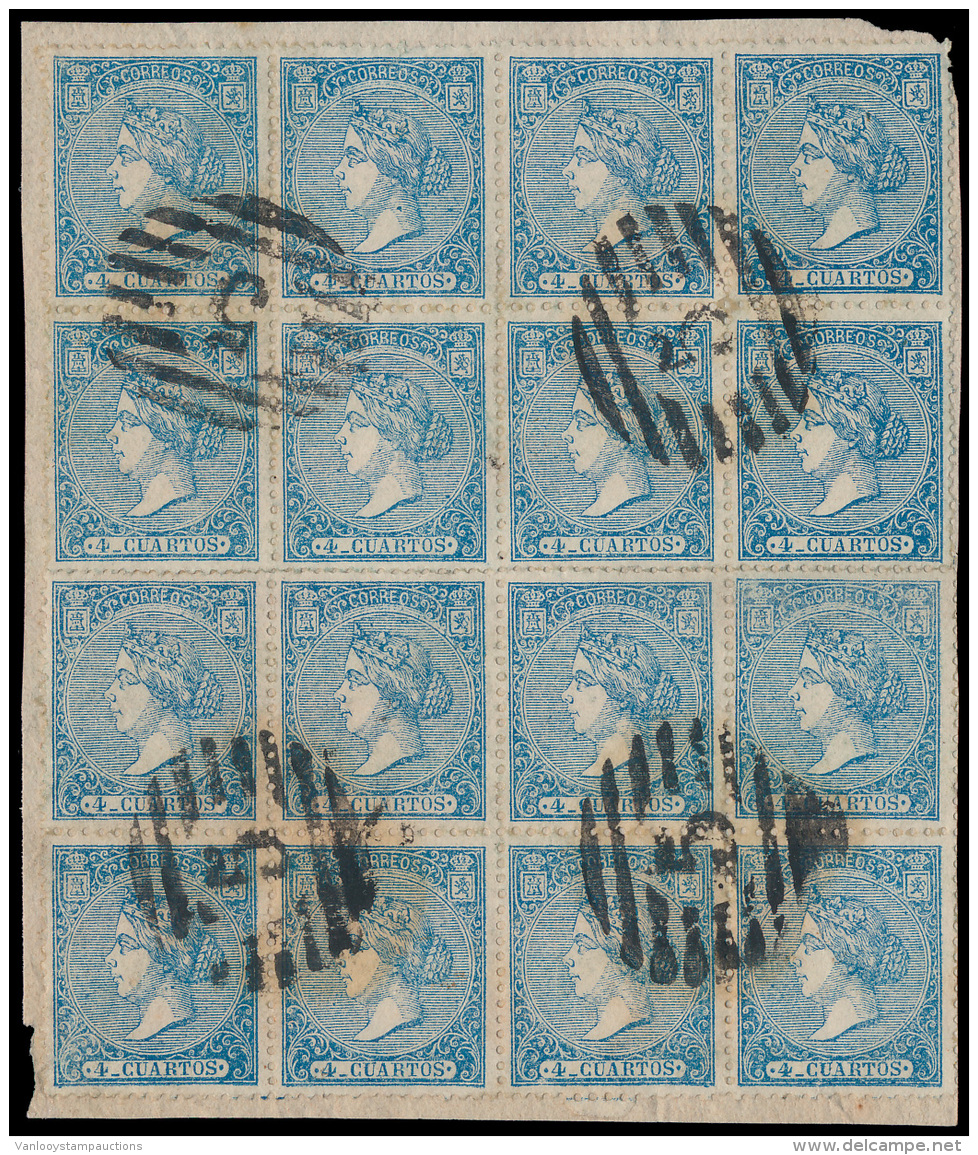 N&deg; 80 'Uitgifte 1866, 4c Blauw' (2x In B - Gebruikt