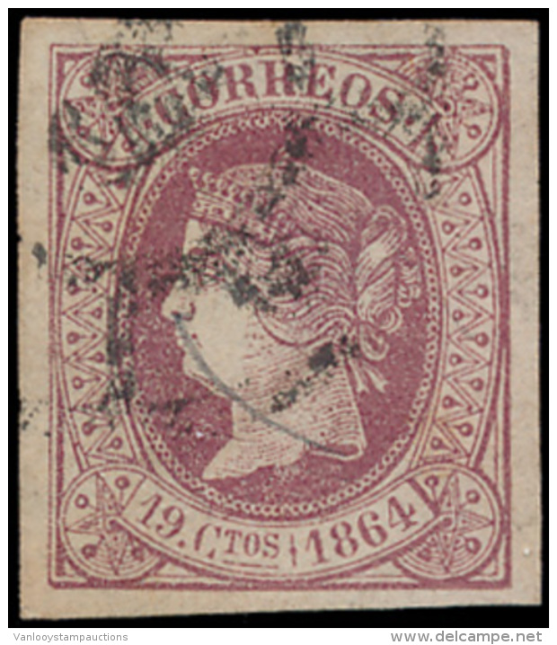 N&deg; 62 'Uitgifte 1864, 19c Violet' Breed - Gebruikt