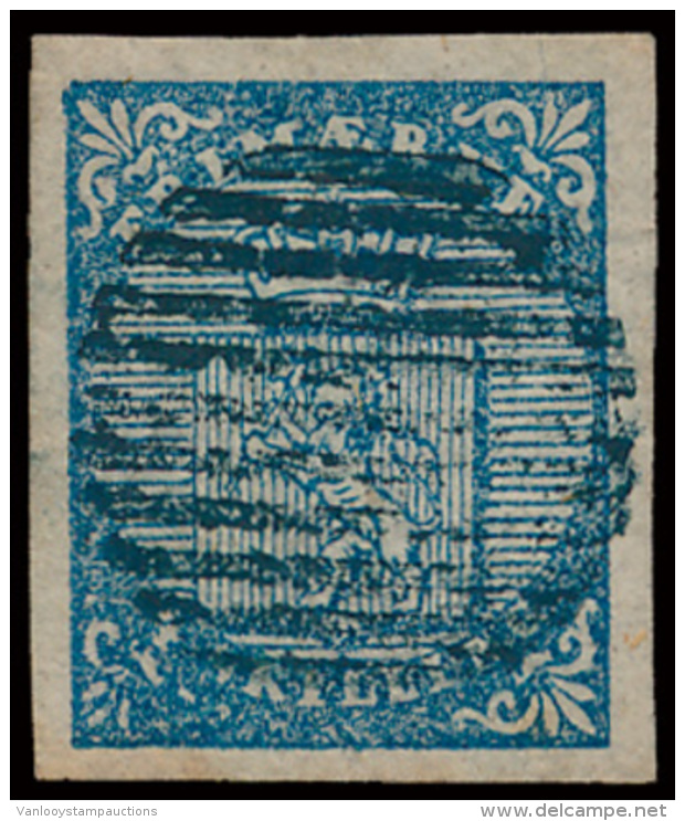 N&deg; 1 '4 S Blauw' Zeer Goed Gerand, Zeer - Used Stamps