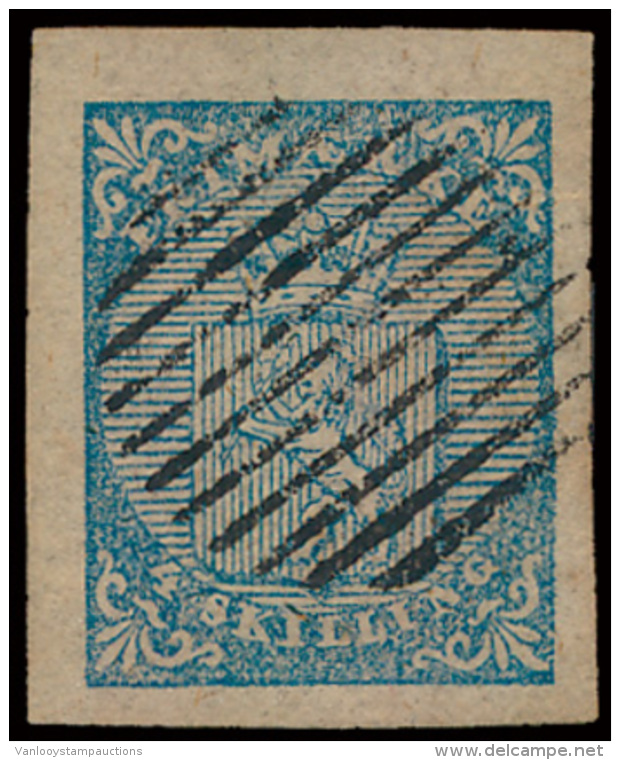 N&deg; 1 '4 S Blauw' Zeer Breed Gerand, Prac - Used Stamps