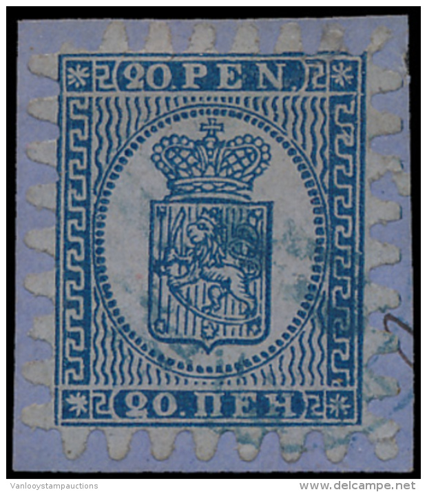 N&deg; 8 '20p Blauw', Op Briefstukje, Perfec - Oblitérés