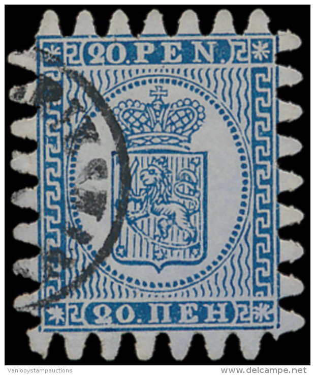 N&deg; 8 '20p Blauw Op Blauw Papier', Perfec - Gebruikt