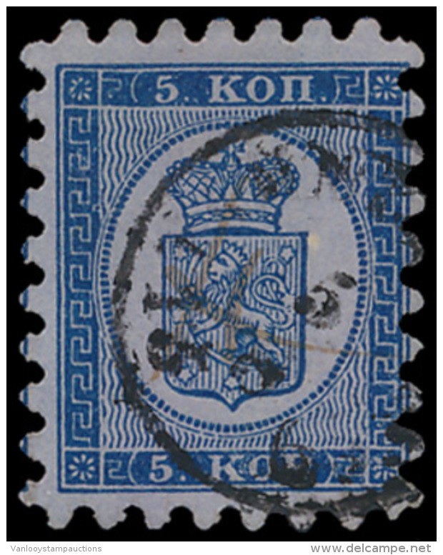 N&deg; 3A '5 K Donkerblauw Op Azurblauw' Tan - Oblitérés