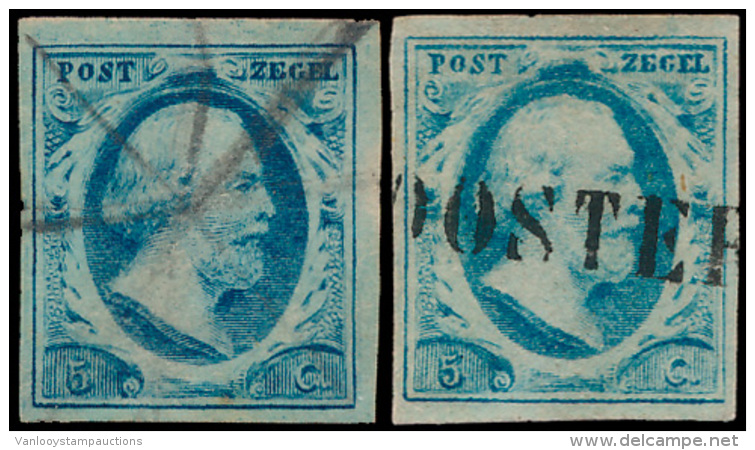 N&deg; 1 '5 Cent Blauw' (2x), 1x Met Penontw - Andere & Zonder Classificatie