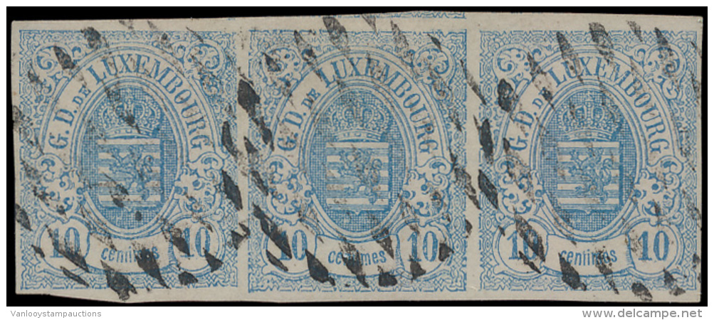 N&deg; 6 '10c Blauw' (strip Van 3) Breed Ger - 1852 Willem III