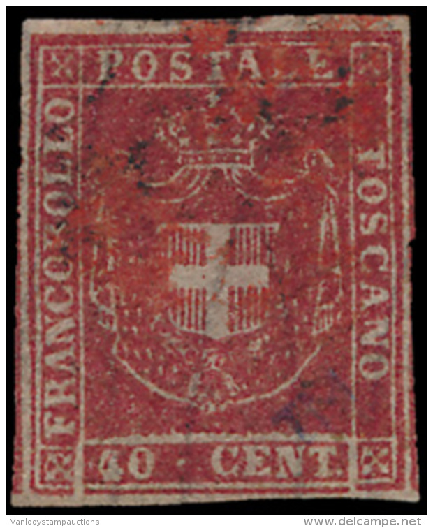 N&deg; 21 '1860, 40 Cent. Rood', Zm (Yv &euro; 17 - Toscane
