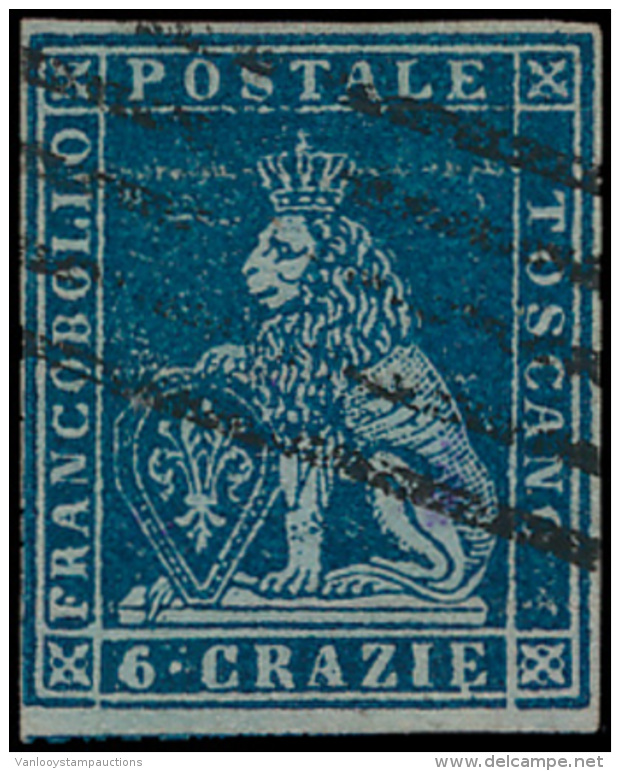 N&deg; 7 '1851 Leeuw 6 Cr Donkerblauw' Zm (Y - Toscane