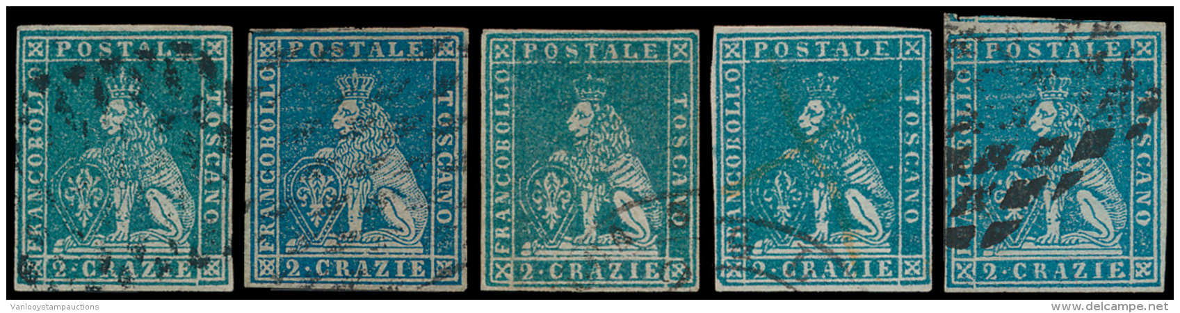 N&deg; 5 '1851, 2 Cr Blauw' (4x) Diverse Tin - Tuscany