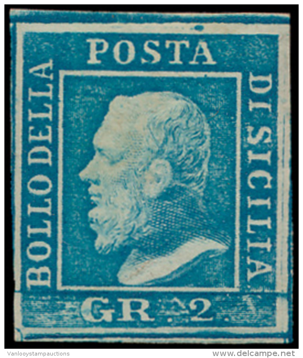 N&deg; 20 '1859, Gr 2 Blauw' LUXE Zegel (Yv - Sicilië