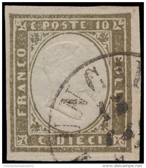 N&deg; 11b '1855, 10c Bruingrijs' Gekeurd, Z - Sardinië