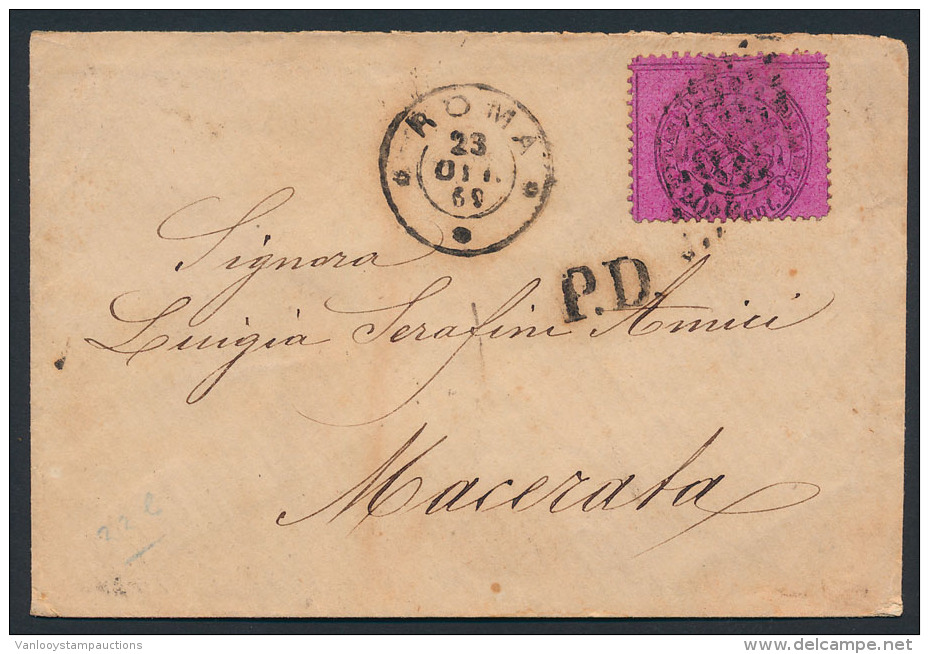 1869, Brief Van Roma Naar Macerata Met Y - Kerkelijke Staten