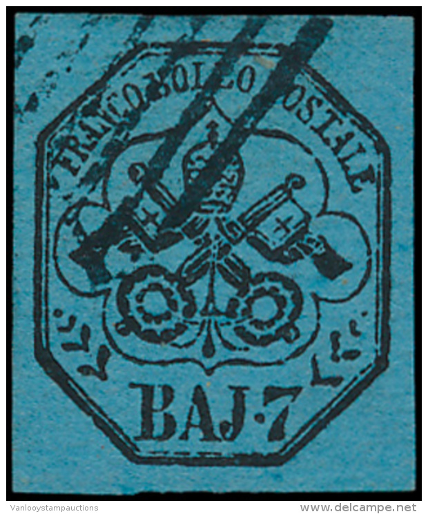N&deg; 8 '1852, 7 Baj Lichtblauw' LUXE, Geke - Kerkelijke Staten
