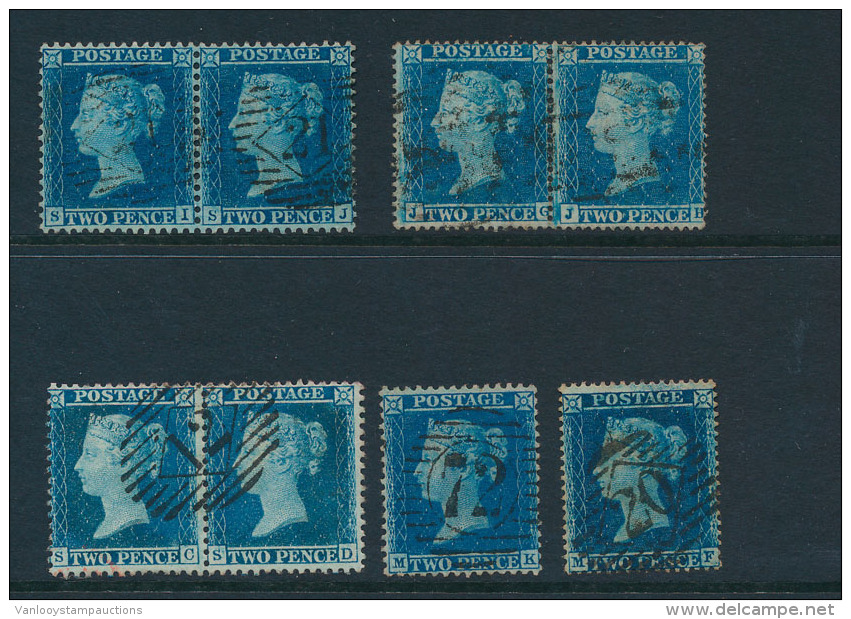 N&deg; 34/35 '1855/57, 2d Blue' 8 Zegels (3 - Gebruikt