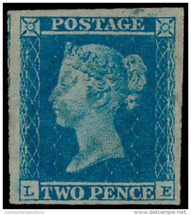 N&deg; 14 '1841, 2d Blue' Mooi Gerand (met D - Gebruikt