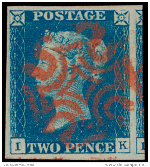 N&deg; 8 '1840, 2d Blue Red Maltese Cross' P - Gebruikt
