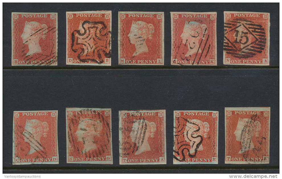 N&deg; 8/10 '1841, 1d Red-brown' (10 Zegels) - Oblitérés