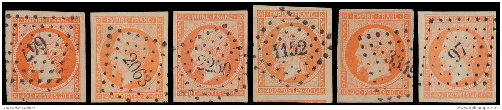 N&deg; 16 '40c Orange' (18x), Prachtige Sele - 1852 Louis-Napoleon