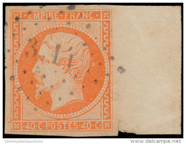 N&deg; 16 '40c Orange' Met Enorme Bladboord, - 1852 Louis-Napoleon