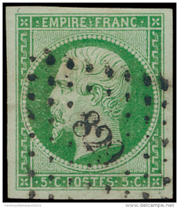 N&deg; 12  '5c Vert-jaune' Zeer Breed Gerand - 1852 Louis-Napoleon